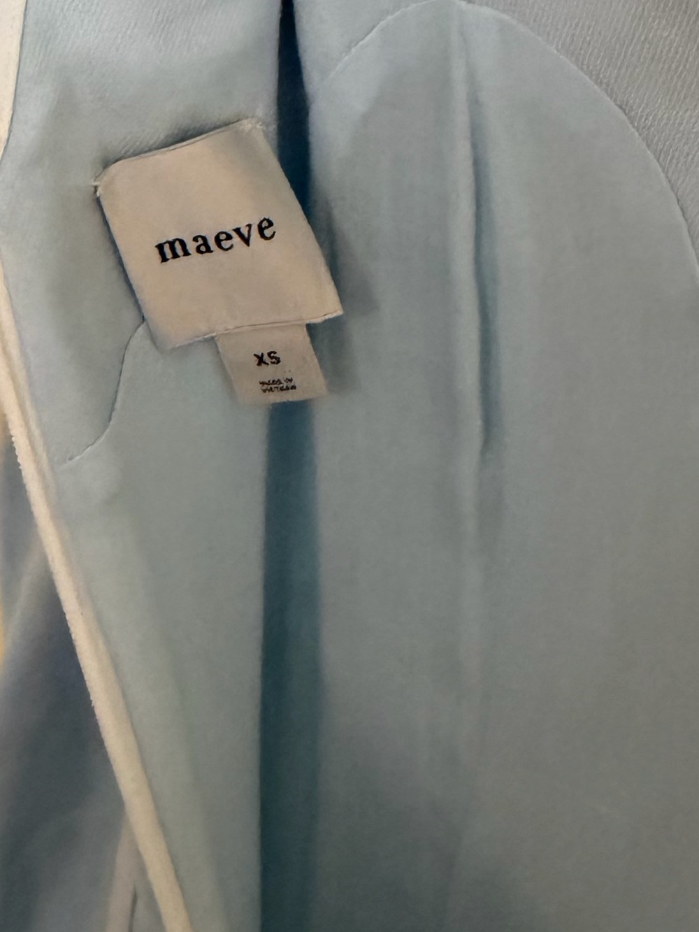 Maeve Linen Blend Blue V‑Neck Layered Hem Mini Dress - Picture 8 of 9